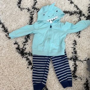 Baby shark sweatshirt hoodie joggers lightweight French terry cotton